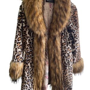 Leopard Print Jacket faux fur jacket M vintage